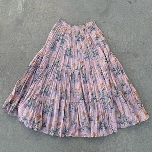 Boho festival Skirt Floral Print tiered maxi peasant prairie size large vintage
